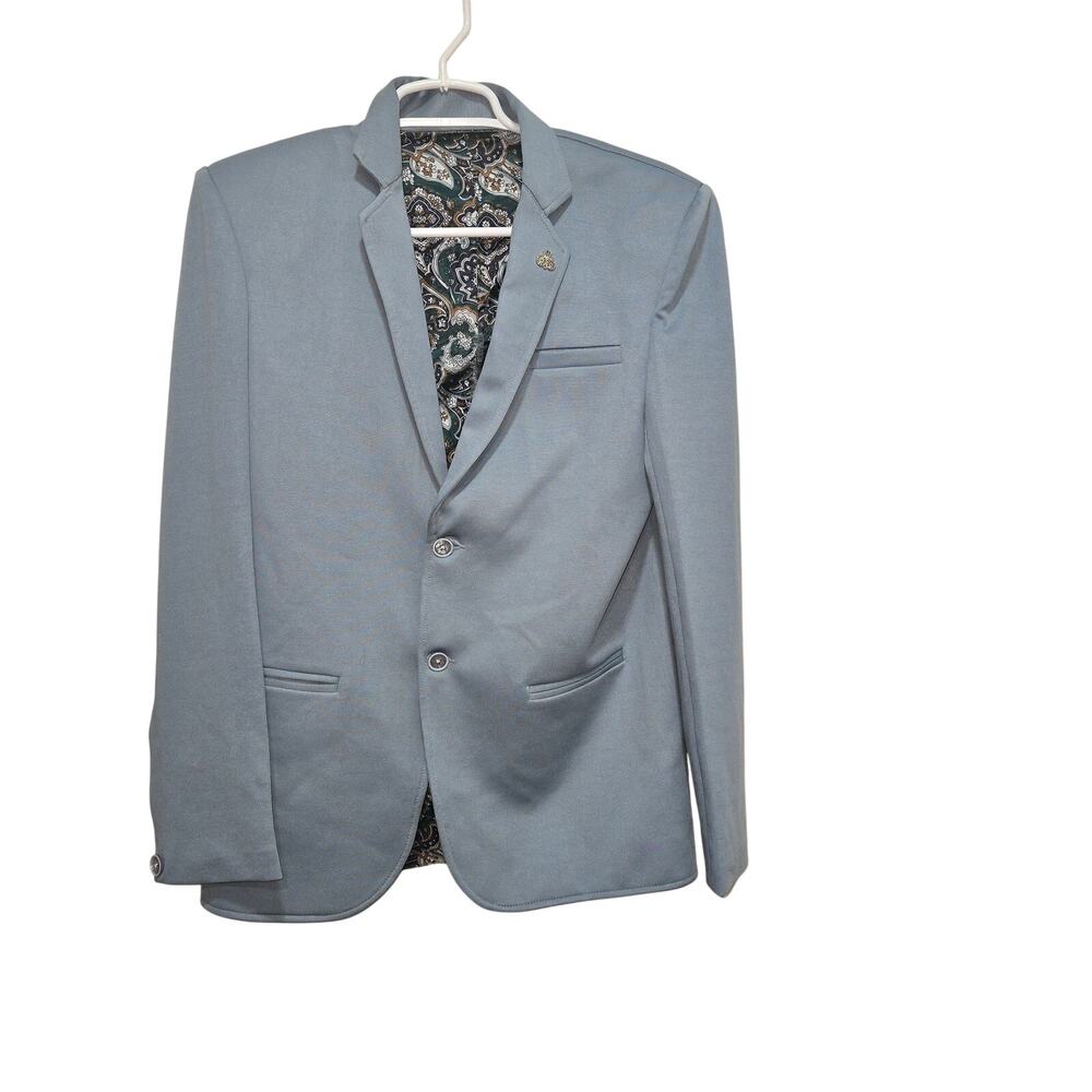 Syclone Ethnic Wear Light Blue Paisley Lined Blazer Men’s Small
